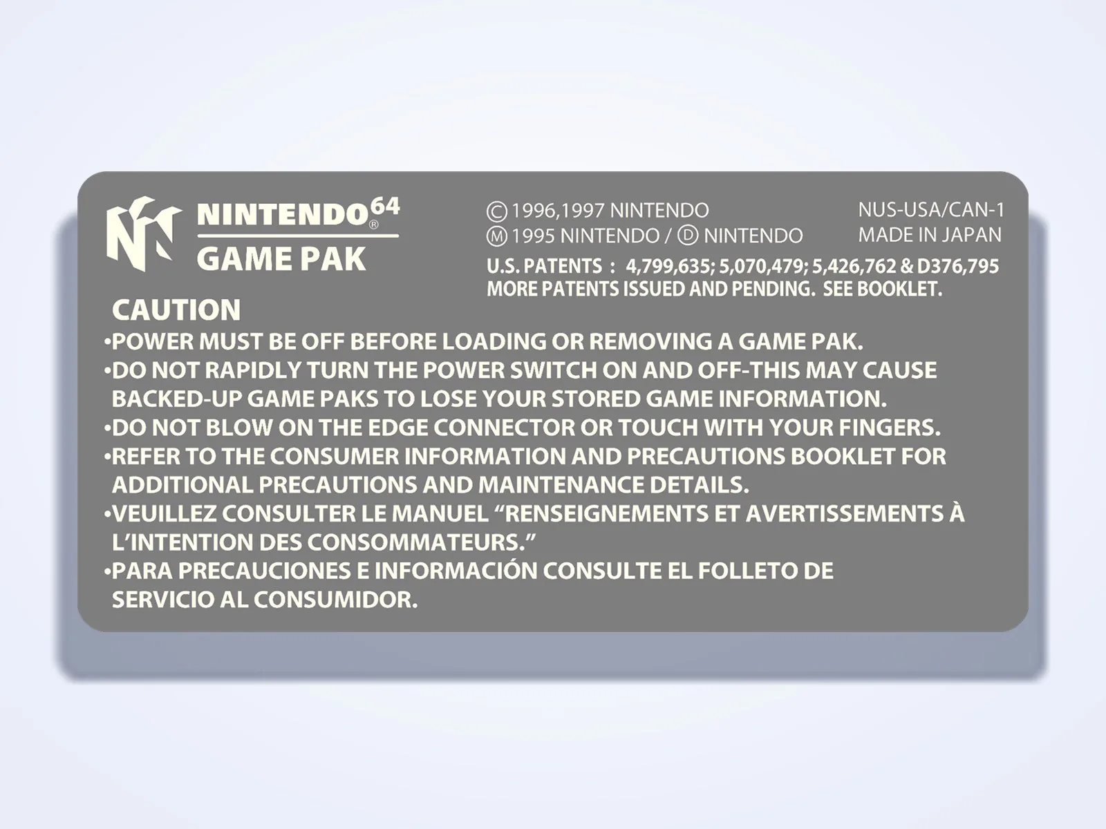 N64 Cartridge Back Label – main photo