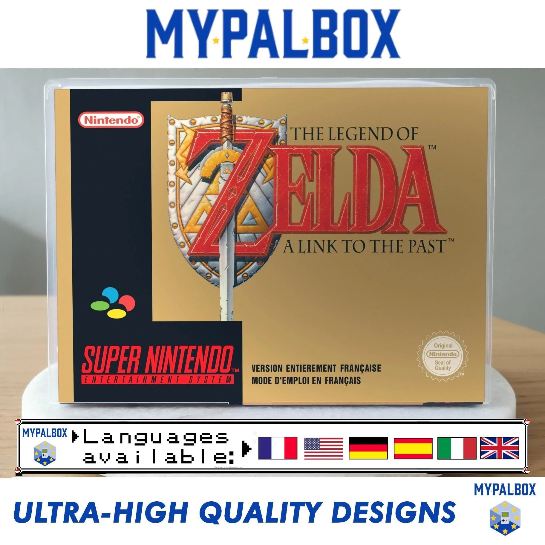 The Legend of Zelda: A Link to the Past SNES Replacement Case, cover available in several languages